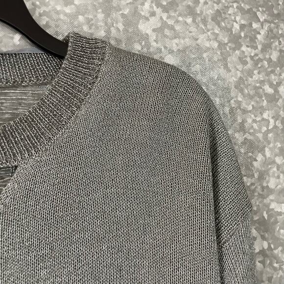 Lane Bryant Women's Plus Size Metallic Silver Ladder Front Sweater - Size 22/24 - Picture 2 of 7